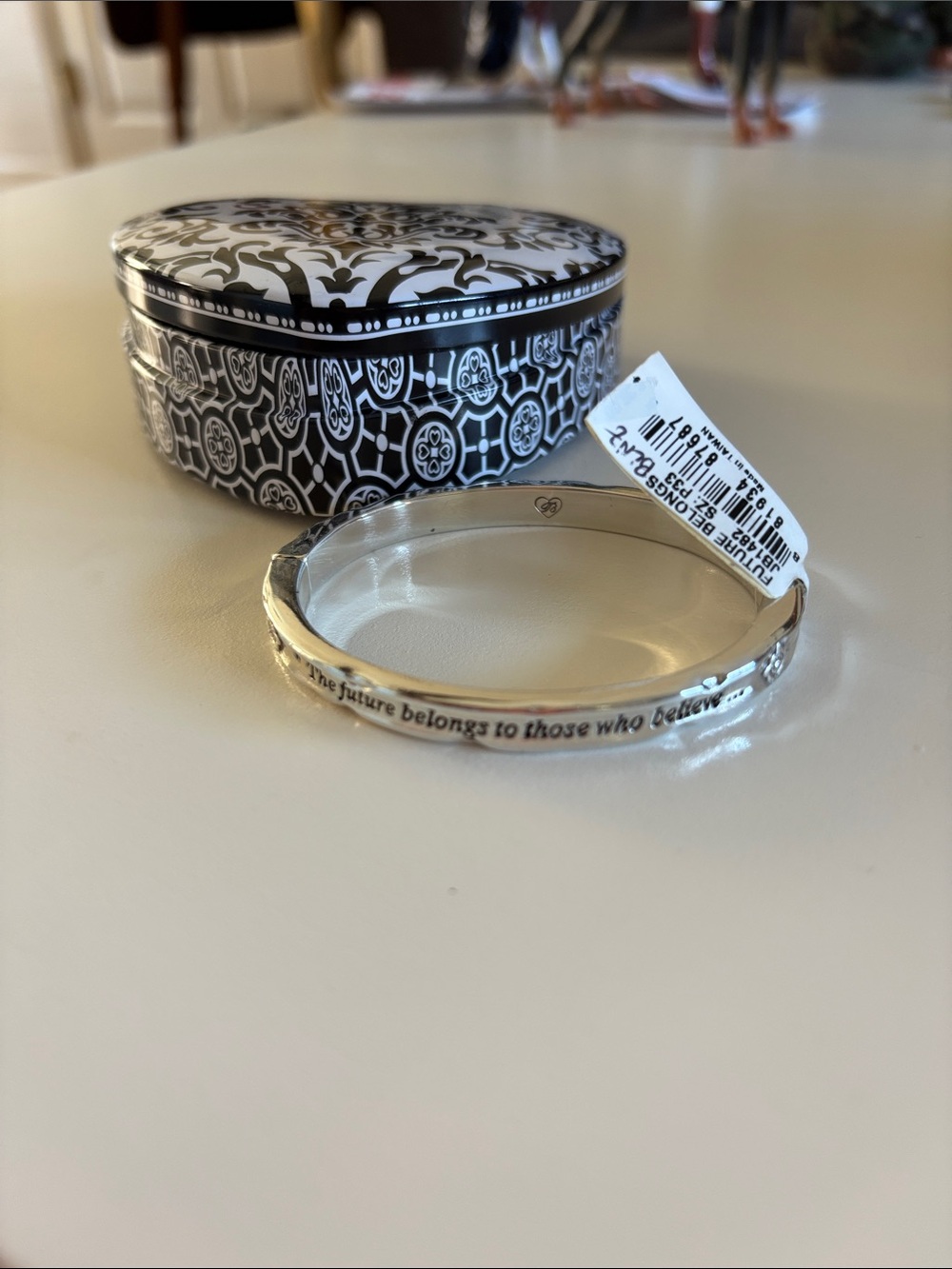 Brighton Silver Engraved Inspirational Hinged Bangle